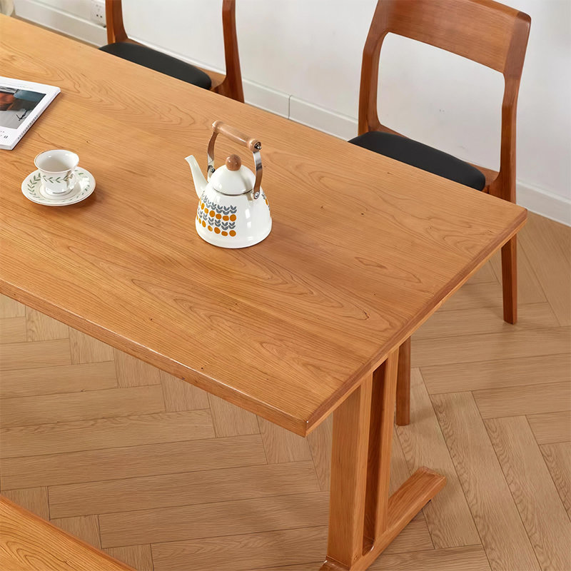 Simple Solid Wood Cherry Rectangle  Desk, 29.5" H x 63" W x 29.5" D