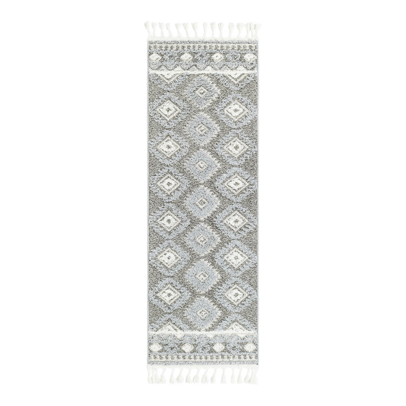 Tapis gris en polyester tissé à la machine Jerris, Tapis de couloir 2 pi x 6 pi 1 po