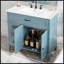 Meuble-lavabo bleu 36 po avec lavabo en céramique, structure en bois d'acacia massif, panneau de fibres à densité moyenne et tiroirs de rangement spacieux
