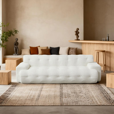 87.4-Inch Cloud Series Minimalist Three-Seater Sofa With Button-Tufted Design And Plush Upholstery For Ultimate Comfort.