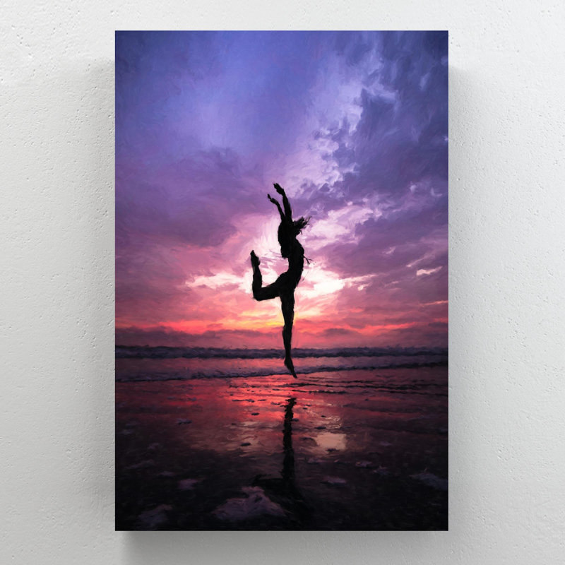 «Ballet Girl On The Beach avant le lever du soleil», reproduction d'art graphique sur toile tendue, H 36 po x l 24 po