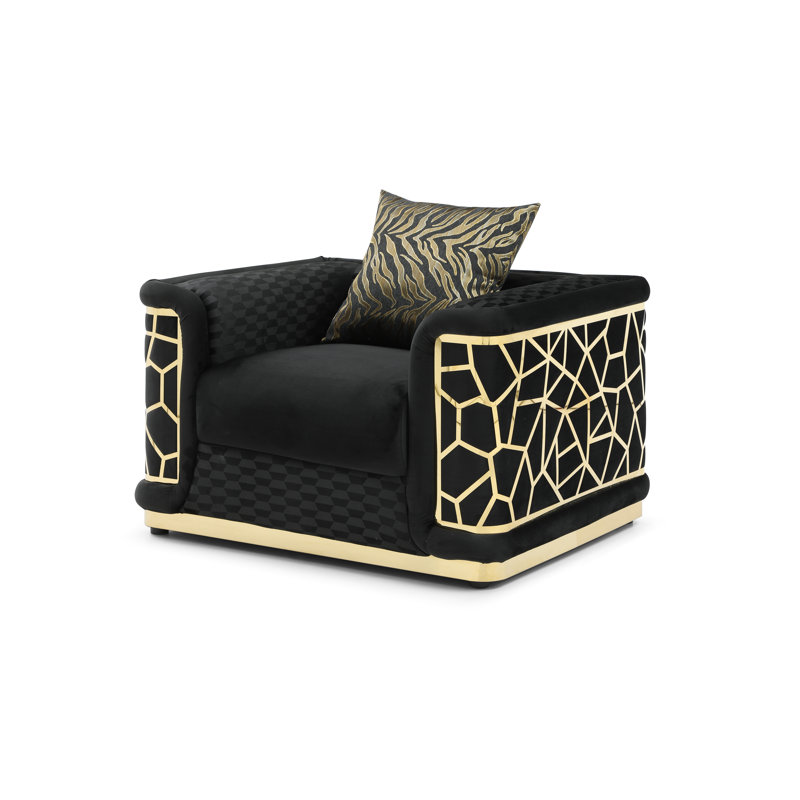 Gayton Velvet Chair And A Half, Black Velvet