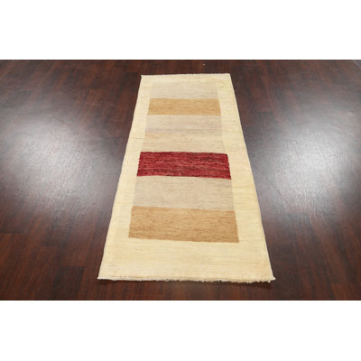 One-of-a-Kind 2'7" X 6'6" New Age Runner Wool Area Rug in Beige