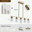 Lustre 5 lumières avec abat-jour en verre transparent et cadre en métal (sans ampoules)-130086507