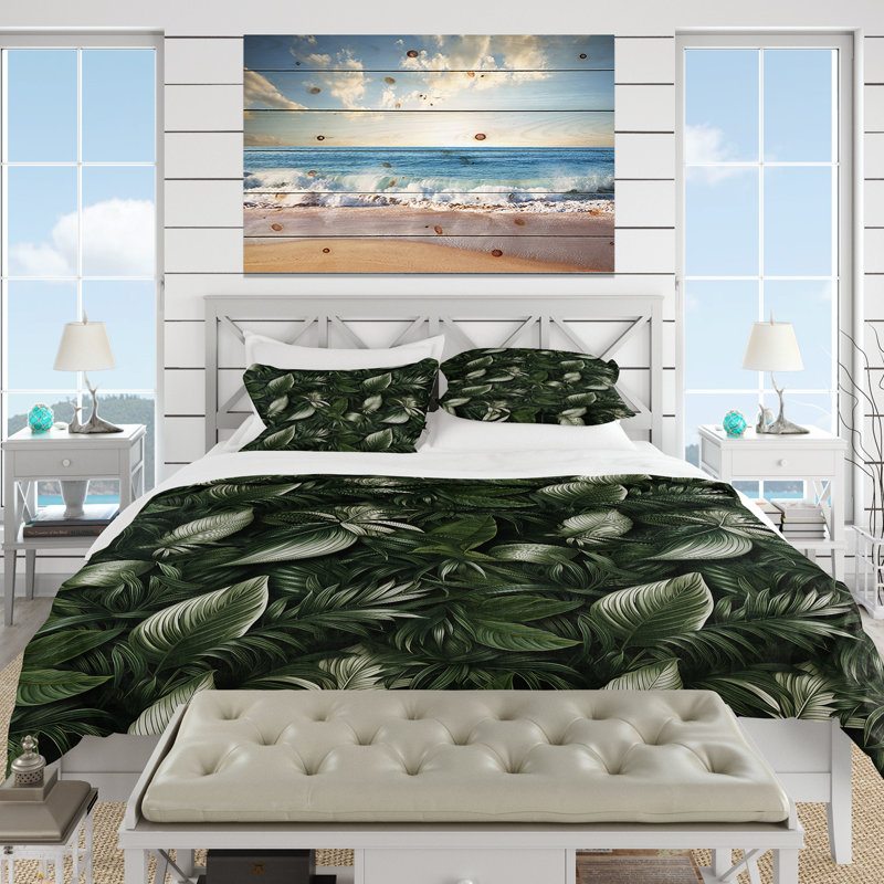 Ensemble de housse de couette Green Plants, Housse de couette simple + 1 taie décorative stan