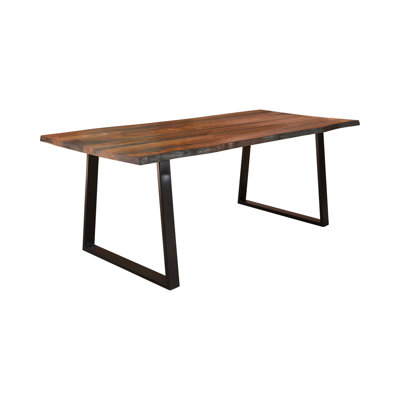 Solid Wood Top Metal Base Dining Table