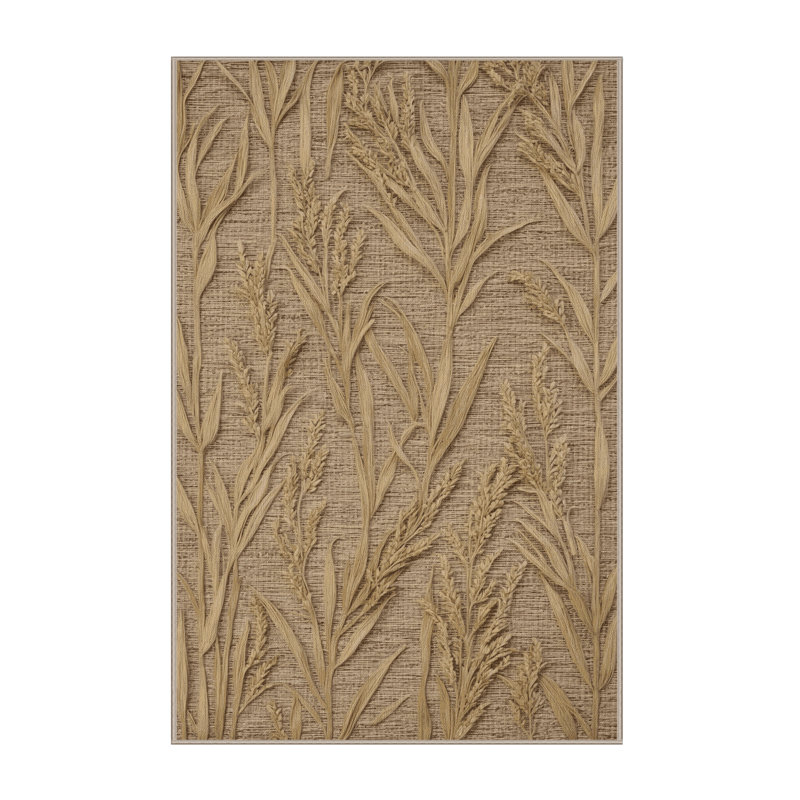 Tapis botanique beige lavable à la machine, Rectangle 4 pi x 6 pi