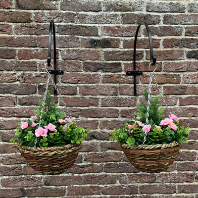 23cm Faux Flowering Topiary in Basket