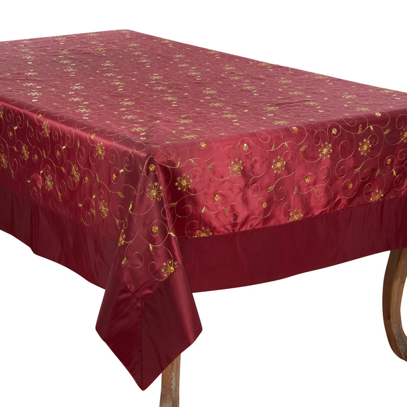 Nappe de Noël pailletée et brodée bourgogne l 65 po x L 65 po, L 104 po x l 65 po
