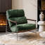 Modern Green Chenille Accent Chair with Stainless Steel Frame, Removable Cushions