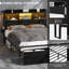 Structure de lit double avec 2 tiroirs de rangement, lit plateforme moderne avec station de charge et lumière DEL, pas besoin de sommier-802905377
