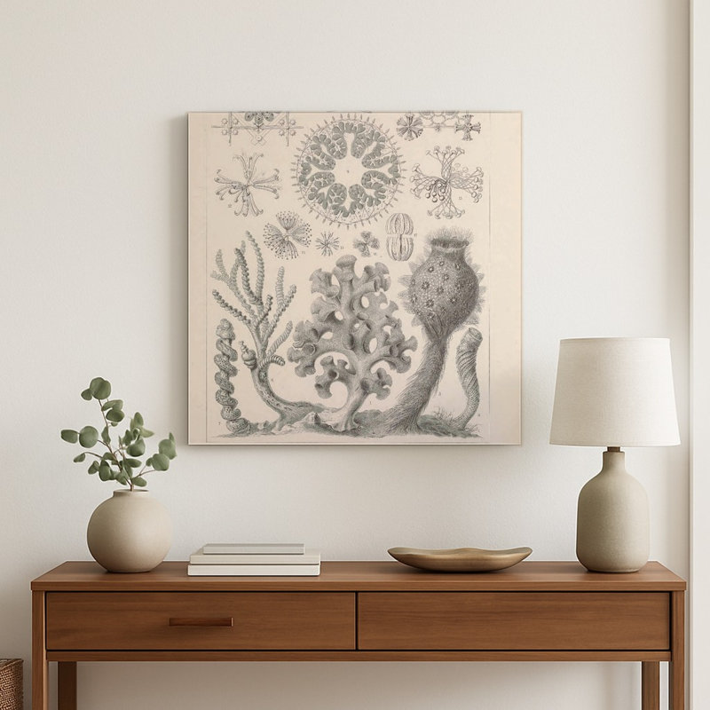 Kunstformen der Natur, Tafel 35 – Hexactinellae (1904) — Décoration murale carrée en métal, H 12 po x l 12 po