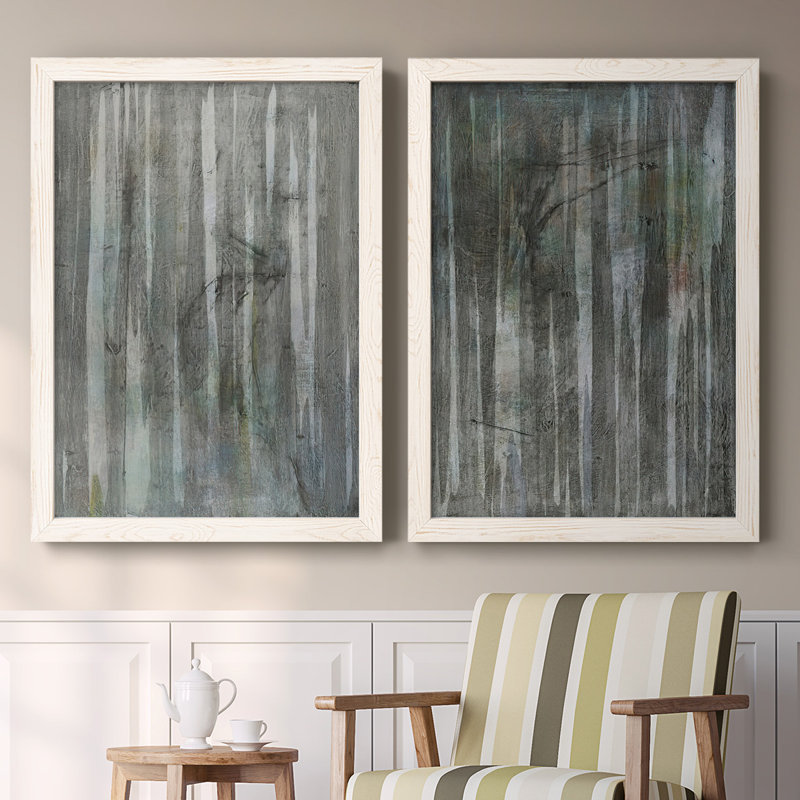 Birch Forest Abstracts I-Premium, toile encadrée - prête à être accrochée, Blanc, H 27,5 po x l 75 po x P 1,5 po
