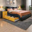 Lits plateforme modernes en similicuir avec DEL, Bluetooth, massage