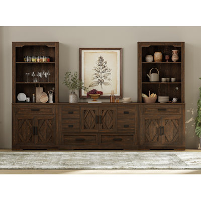Glenford 3-In-1 73.3"H Tall Kitchen Pantry Storage Cabinet,Large Farmhouse Style Sideboard Buffet Cabinet Set Of 3 With Drawers And Shelves For Kitche