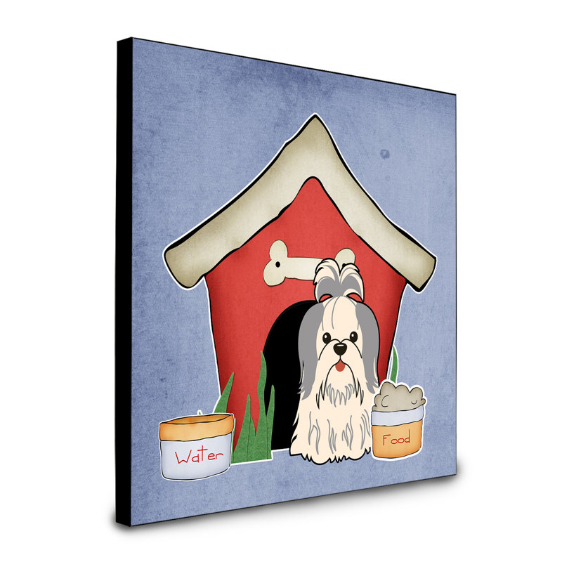 Panneau mural d’art collection dog house Scarvinia, Shih Tzu blanc argenté