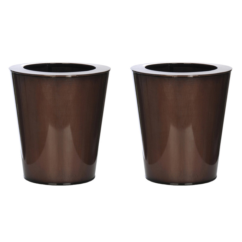 Petit vase de zinc rond, Brun brillant