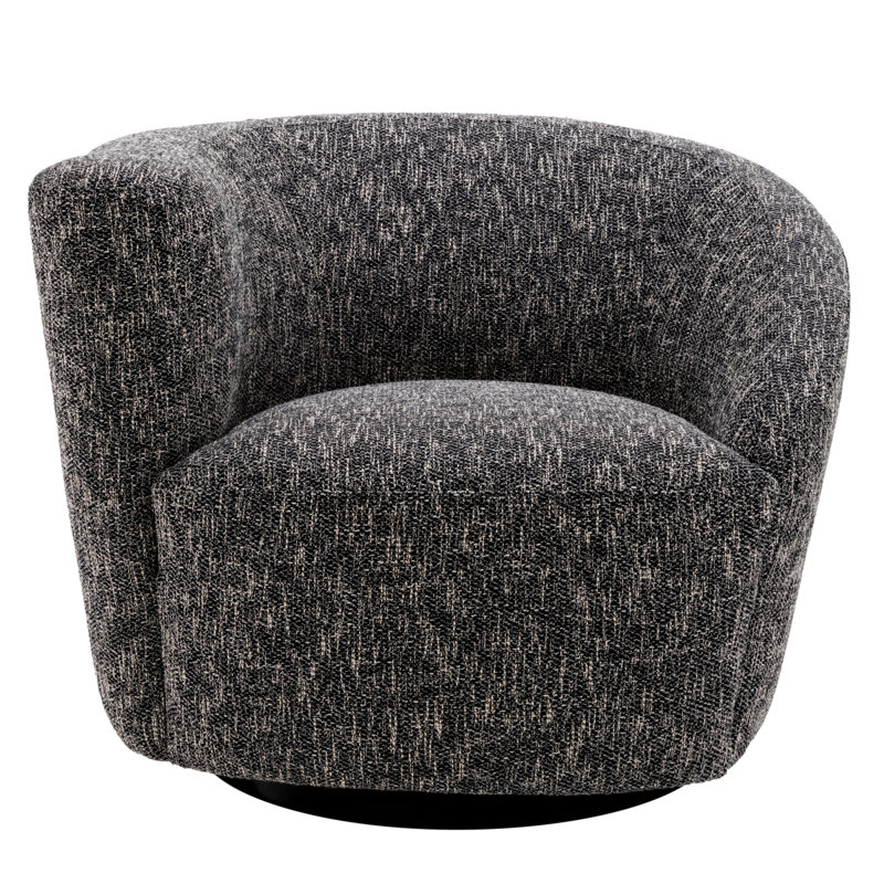 Colin Swivel Barrel Chair, Cambon Black Polyester Blend