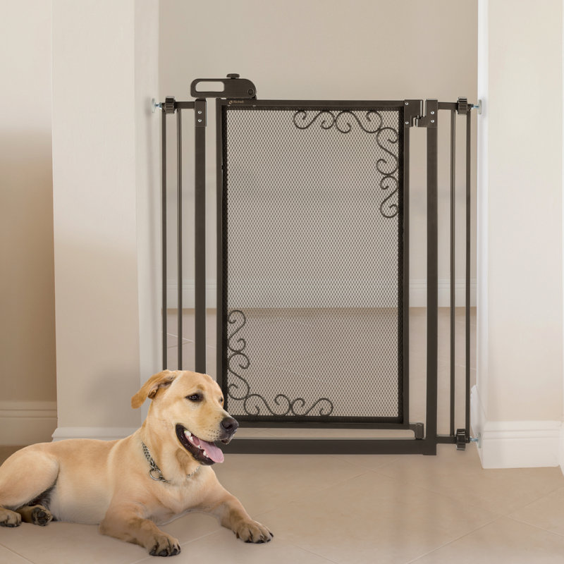 Antique Bronze Metal Mesh Retractable Pet Gate