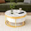Table basse ronde moderne avec tiroirs en blanc