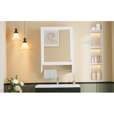 Armoire de salle de bain à miroir, armoire murale avec tablette réglable, porte à fermeture en douceur