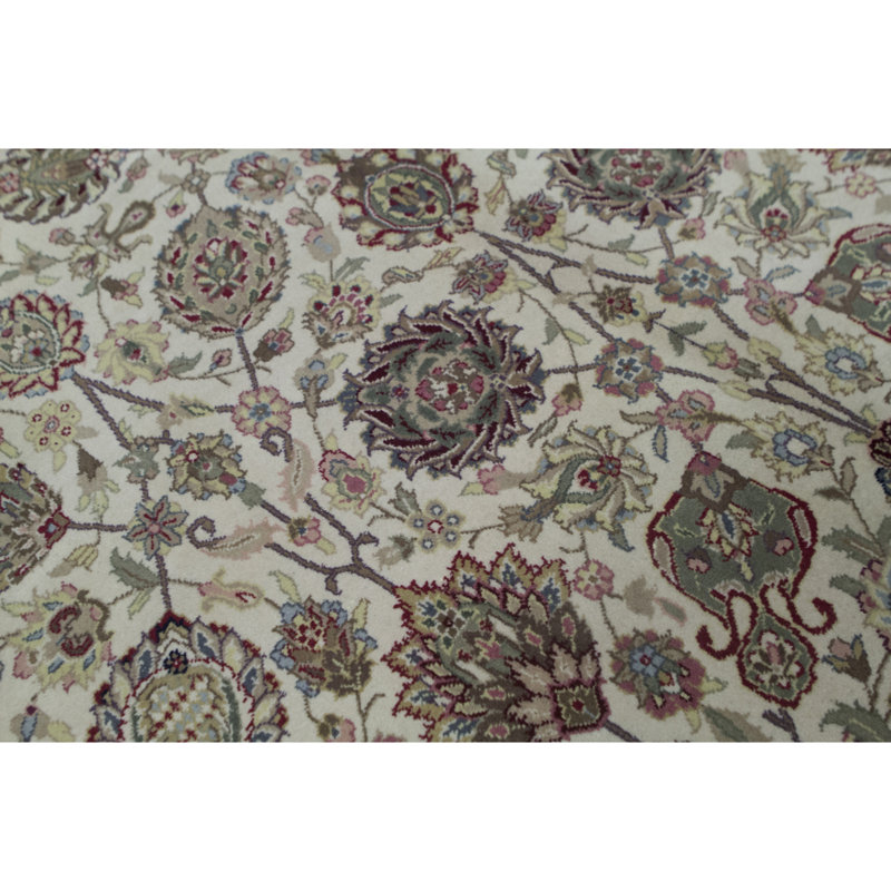 Tapis ivoire et taupe noué à la main de haute qualité