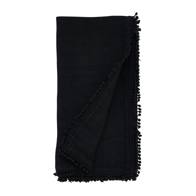 Trezza Linen Square Napkin, Black