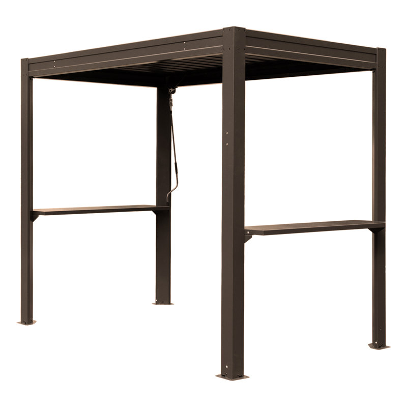 Pergola 8 x 5 pi à persiennes pour barbecue, brun, Brown