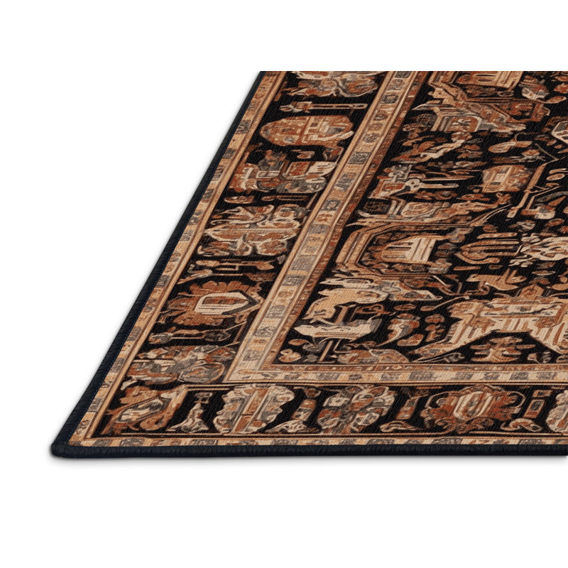 Machine Washable Persian Brown Area Rug, Square 4'