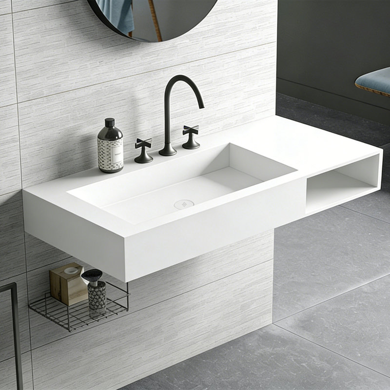 47'' Solid Surface Bathroom Wall-mount Sinks