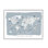 Carte du monde doux et des animaux de la région - bleu doux - impression