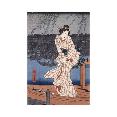 Ryogoku noryo ohanabi (Evening Cool and Great Fireworks at Ryogoku Triptych Panel II) 1 Piece Wrapped Canvas Wall Art