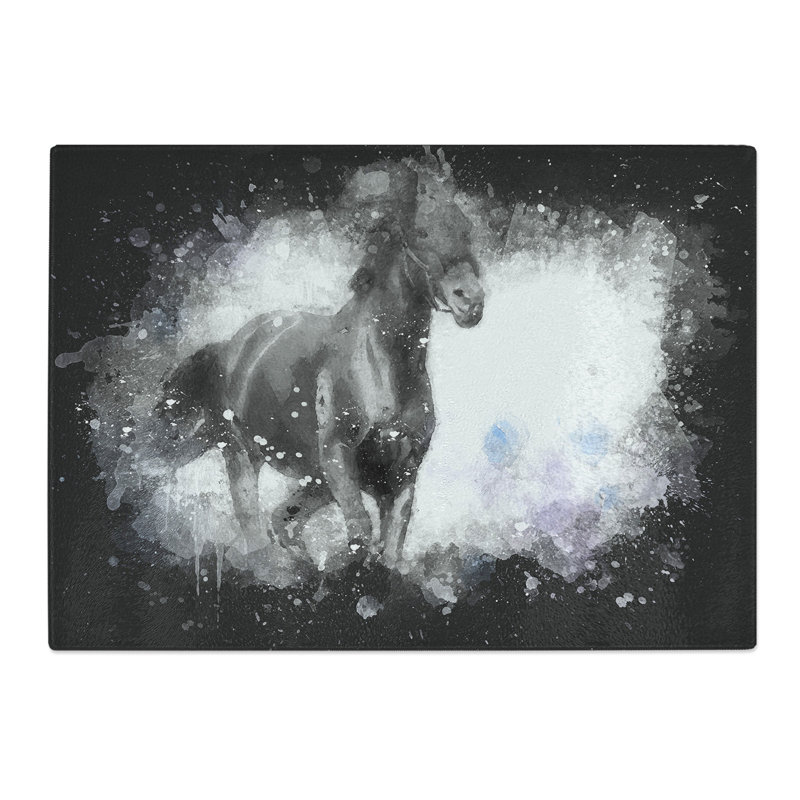 Tempered Glass Wild Horse Paint Splash Chopping Board, 20 cm x 28.5 cm