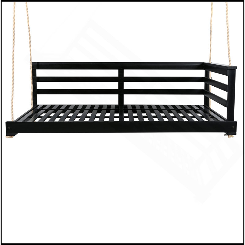 Cadre de balancelle en bois pour lit de balançoire de taille simple avec 4 cordes de chanvre de 96 pouces pour la cour, le jardin