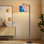 Lampe sur pied à arc avec abat-jour réglable Encre alcoolisée translucide, lampe sur pied en marbre multicolore à 3 couleurs, intensité variable, grand lampadaire avec interrupteur au pied pour la chambre à coucher