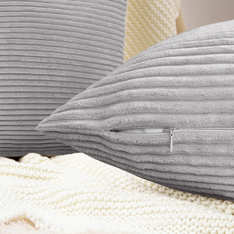 Shadwell Striped Square Scatter Crushed Velvet Cushion Cover, Silver