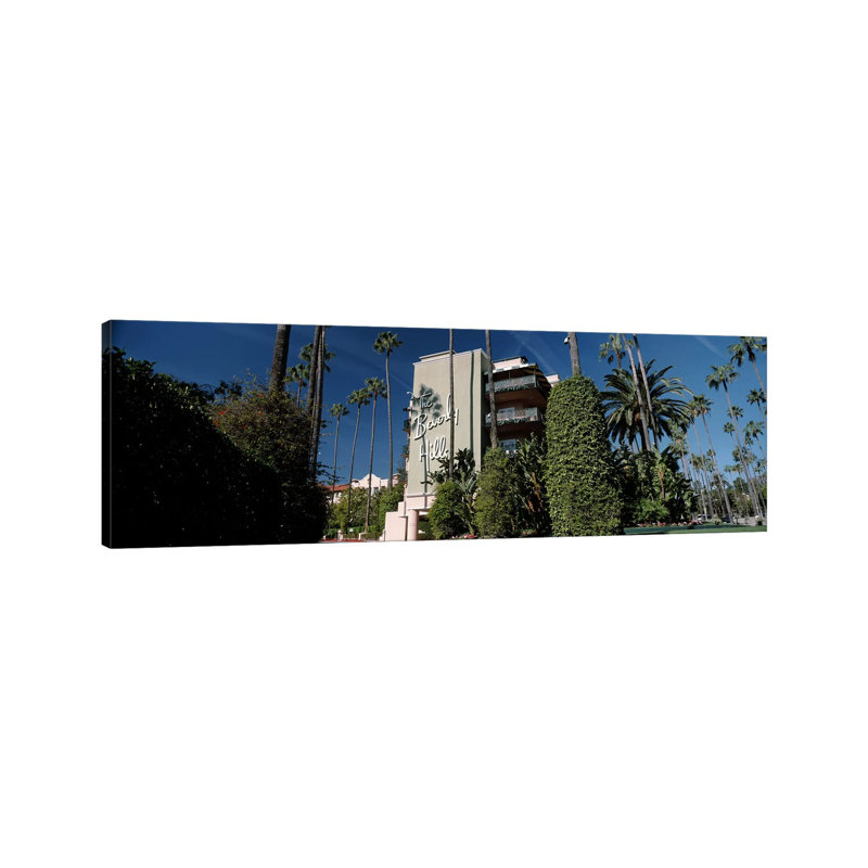 Trees In Front Of A Hotel, Beverly Hills Hotel, Beverly Hills - Wrapped Canvas Panoramic Print