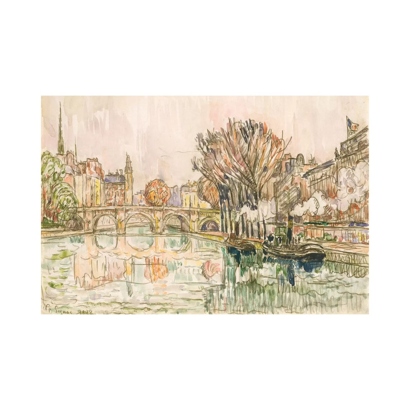 The Pont Neuf, Paris by Paul Signac - Wrapped Canvas Painting, 45.72cm H x 66.04cm W x 1.91cm D