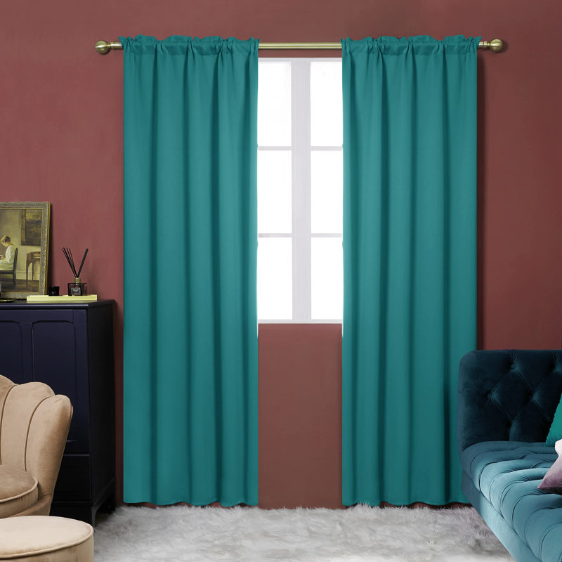 Room Darkening Rod Pocket Thermal Insulated Blackout Curtains (Set of 4), 52" W x 63" L, Brown