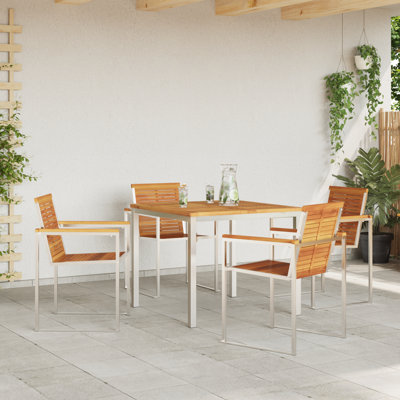 5 Piece Garden Dining Set Solid Wood Acacia