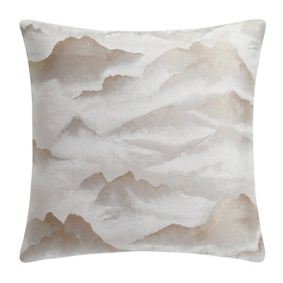 Serenity Gold Metallic Watercolor Jacquard Abstract Mountain Peaks Pattern Euro Sham 27 x 27 Inch