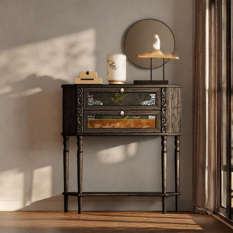 Walnut Cabinet with Two Solid Drawers