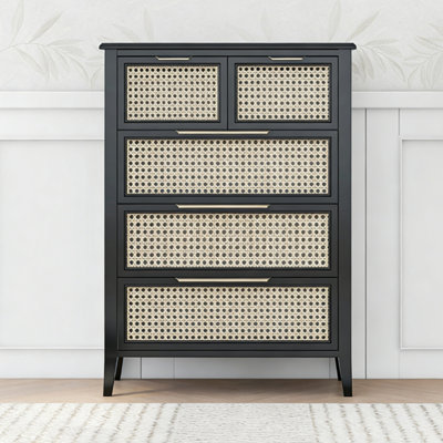 Modern Black Solid wood Rattan Shoe Storage
