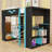 Full Wood Loft Bed with RGB LED Lights, Built-In Desk, and Storage-1991785148