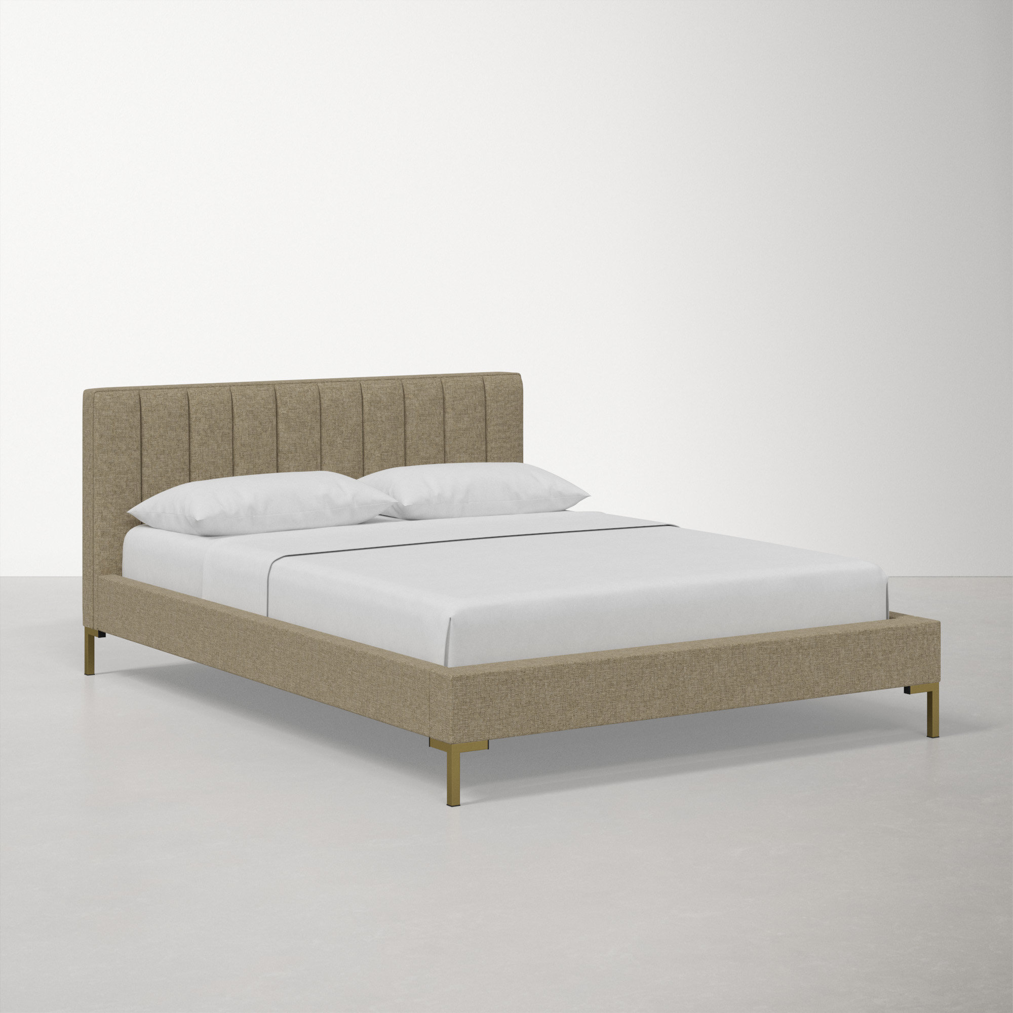 Tomas Upholstered Platform Bed, Classic Talc Linen, Black, King