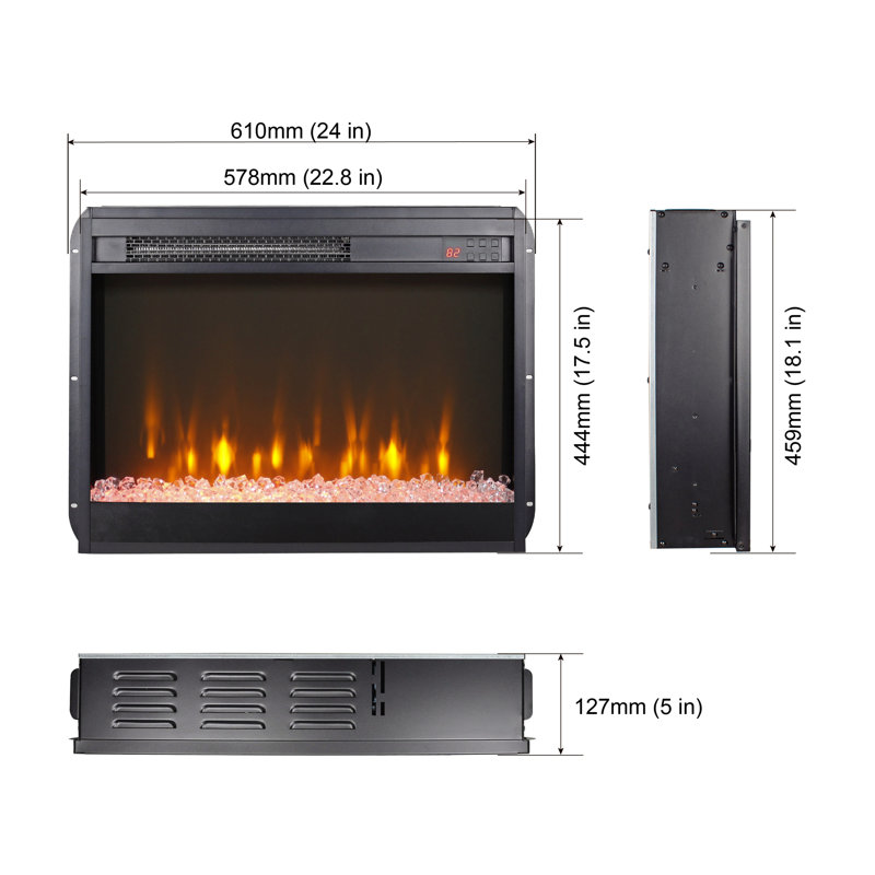 Electric Fireplace Insert with Realistic Flame, Ultra Thin Heater, Remote Control, Timer, and Overheating Protection for Safe and Cozy Heating