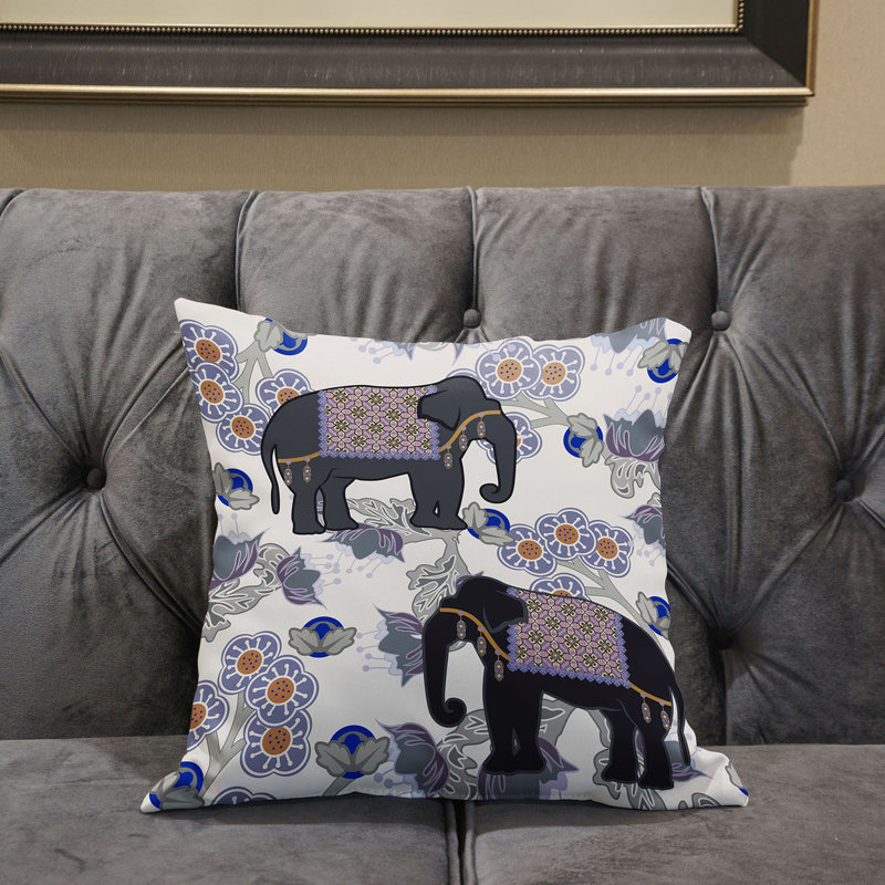 Housse et insert de coussin décoratif en polyester, 16 po x 16 po, Noir / Bleu