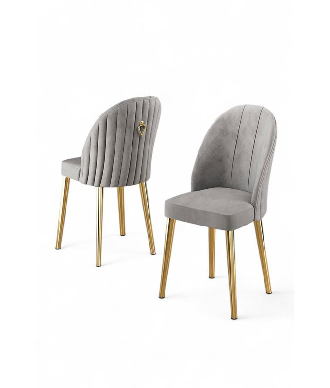 Ensemble de chaises, Gris, 2, Doré