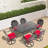All-Weather 7 Cast Aluminum Dining - 6 Swivel Chairs & Rectangular Black Table, Attractive Carving Styles, Excellent Weather Resistance, Comfortable Seating Arrangement, 360-Degree Feature, Cushions,-1922064741-1922064743