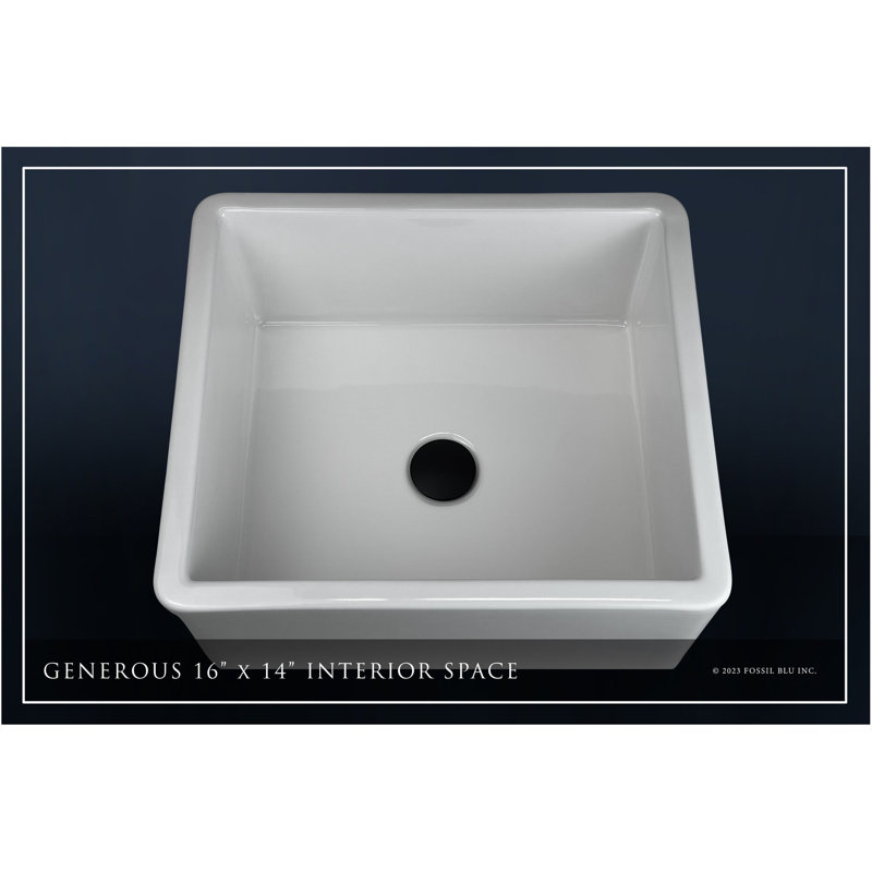 Luxury 17.88" x 15.88" Fireclay Modern Farmhouse Bathroom Sink, Reversible